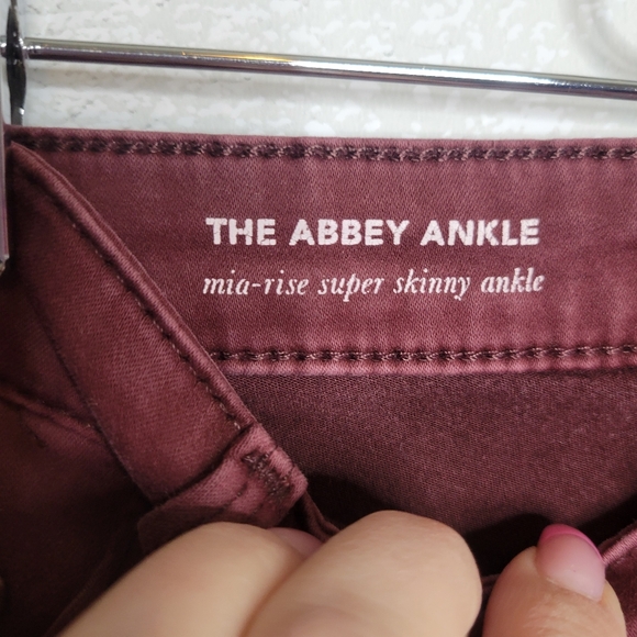 AG Adriano Goldschmied Anthropologie Burgundy Red The Abbey Skinny Jeans - Picture 4 of 6